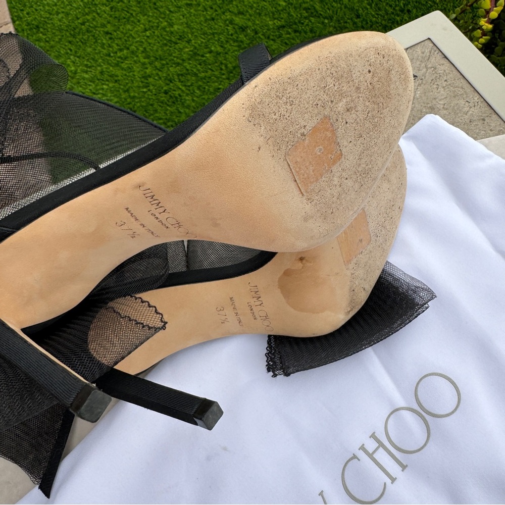 SOLD Jimmy Choo Aveline 100 Asymmetric Grosgrain Sandal Heel - Picture 13 of 15